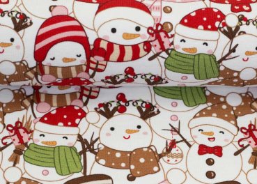 Holly Swafing Weihnachtsstoff, Sweatstoff mit Schneemännern all over für Weihnachtssweater